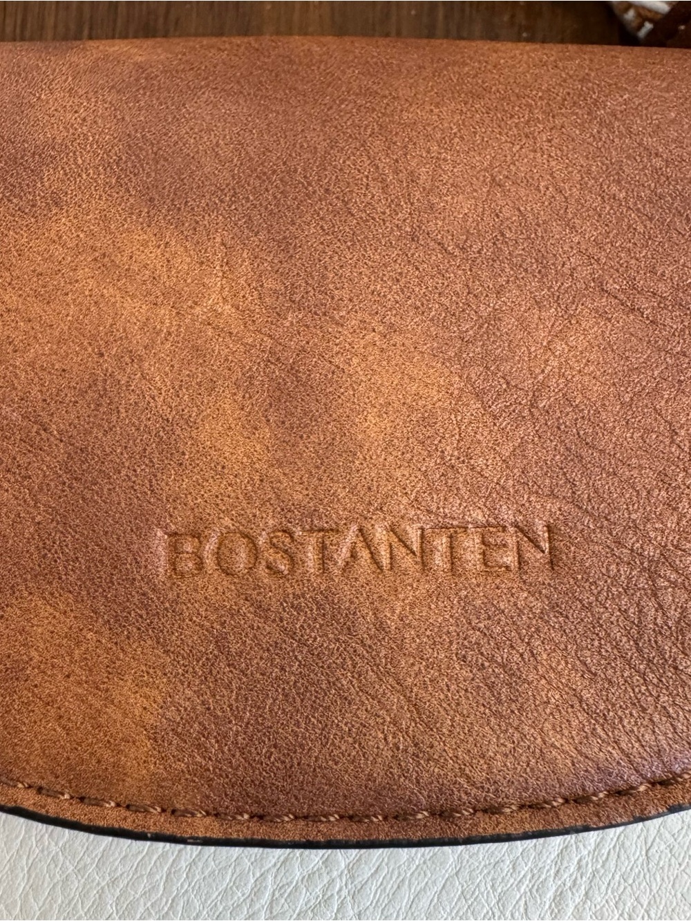 Bostanten Crossbody Front Magnetic Flap Handbag Brown/Cream Guitar Strap - Picture 9 of 13